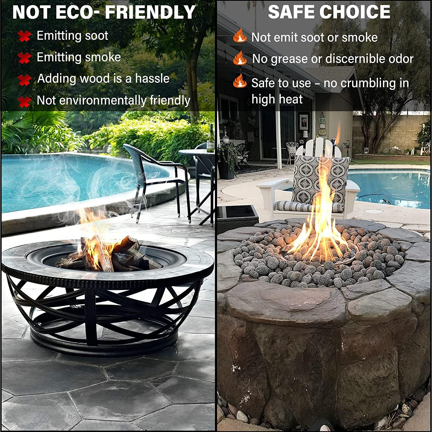 LEIMO KPARTS lava rock enhances heat distribution in fire pits