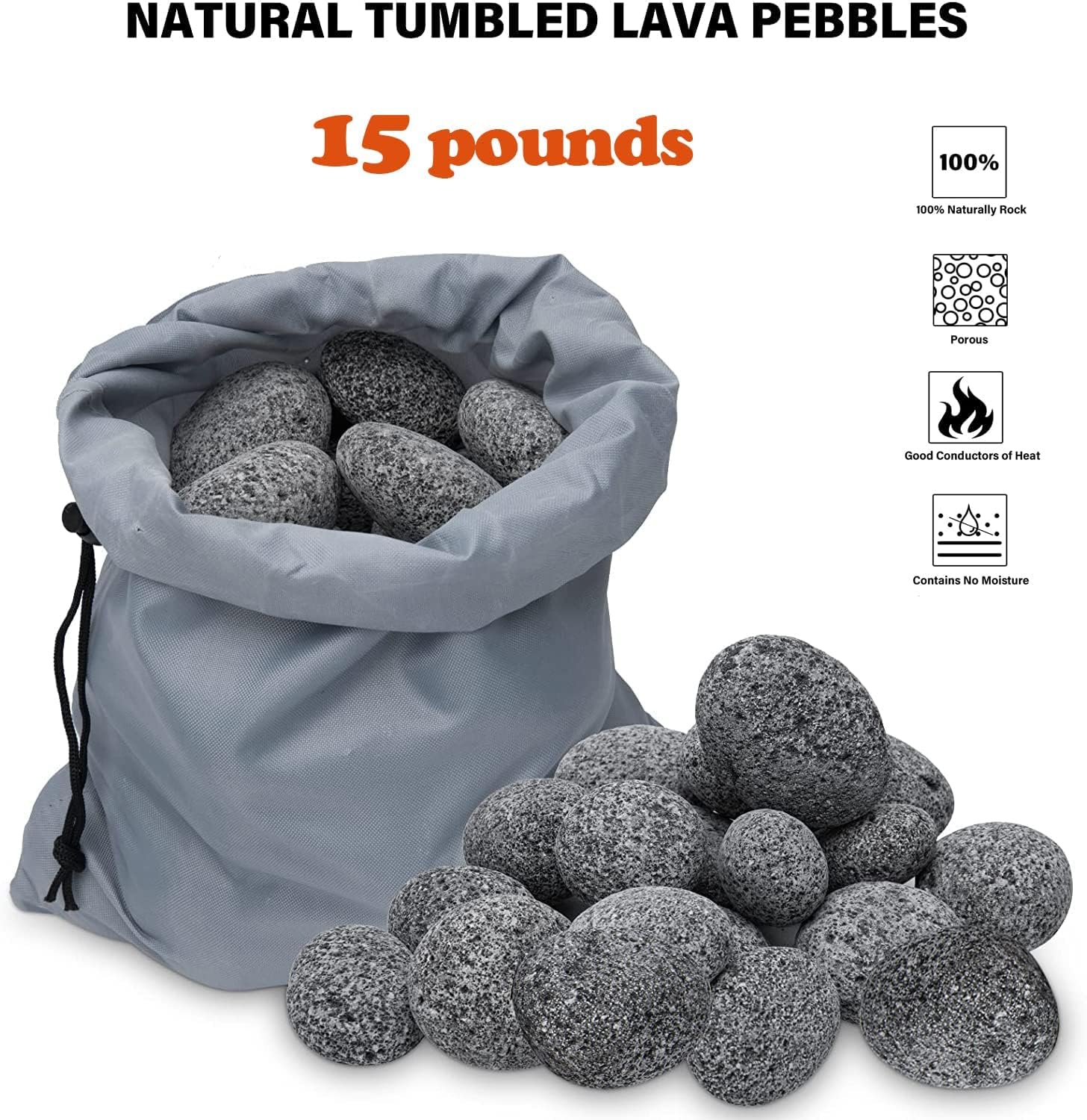 LEIMO KPARTS maintenance-free lava rocks resist fading and crumbling