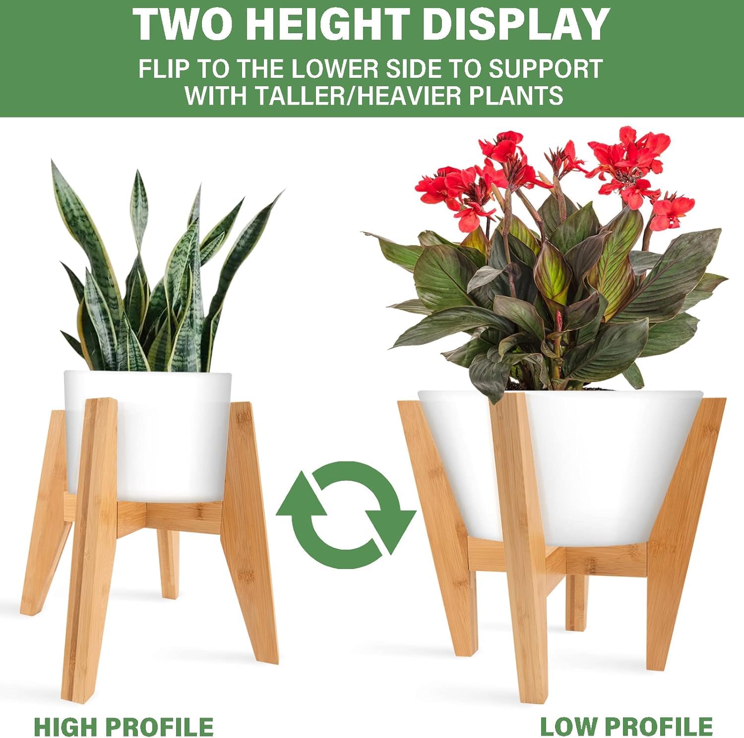 LEIMO KPARTS mid-century bamboo stand, indoor setup complements decor while elevating greenery