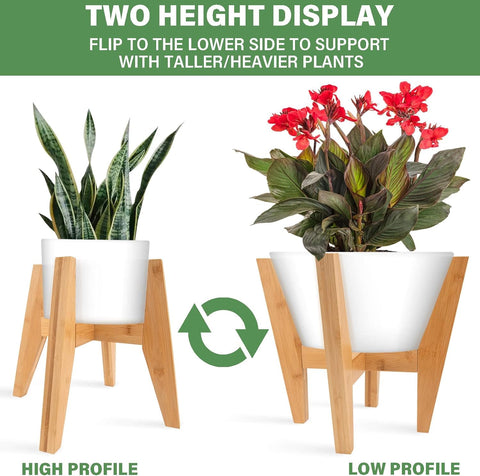 LEIMO KPARTS mid-century bamboo stand, indoor setup complements decor while elevating greenery