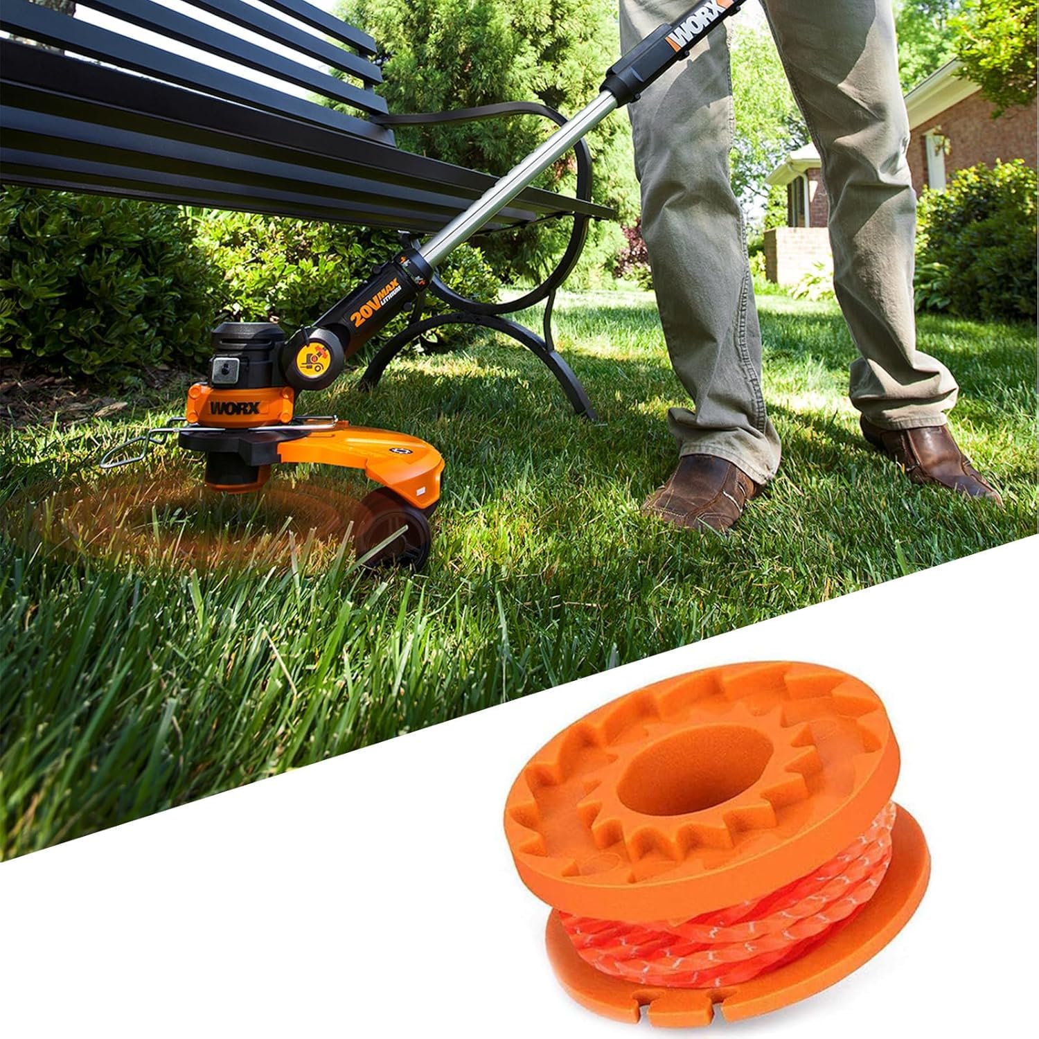 Package includes 12 spools and 2 caps for Worx trimmer replacement