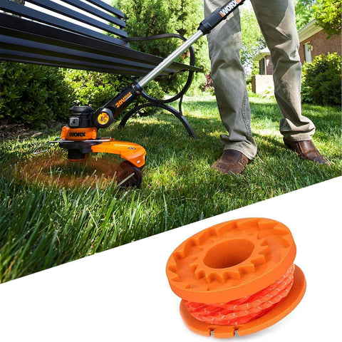 Package includes 12 spools and 2 caps for Worx trimmer replacement