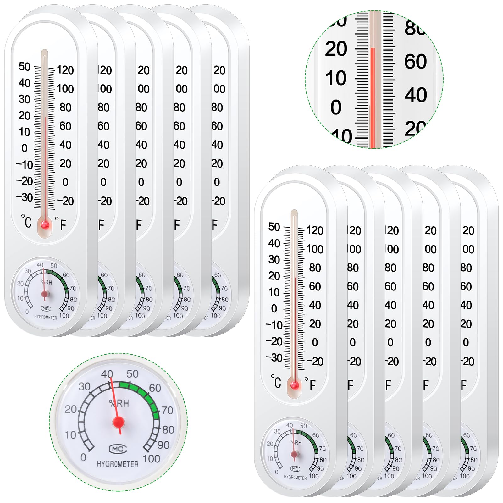 Leinuosen 3-piece indoor/outdoor thermometer with humidity readings for patio and home use