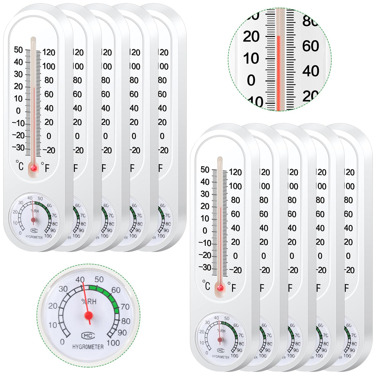 Leinuosen 3-piece indoor/outdoor thermometer with humidity readings for patio and home use