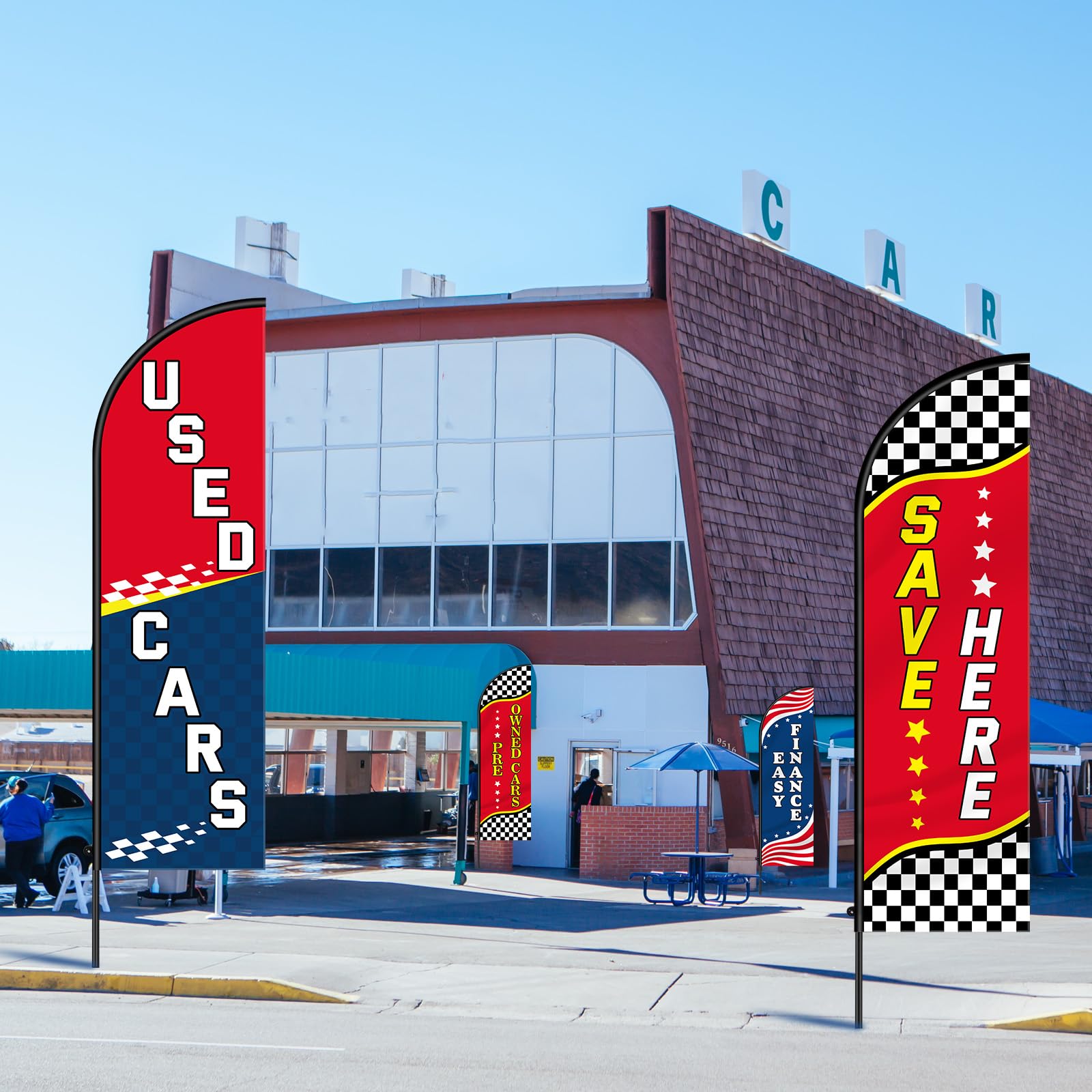 Leinuosen aluminum and fiberglass poles provide sturdy outdoor display.