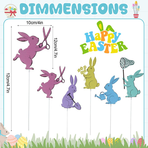 Leinuosen colorful rabbit silhouette stake stands tall for visible spring decoration