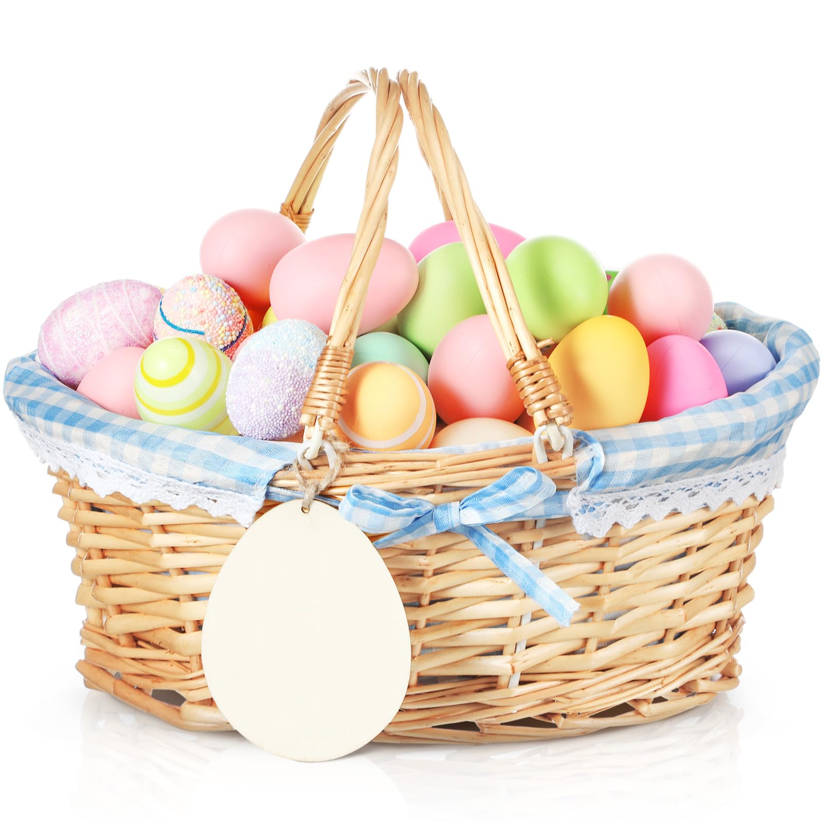 Leinuosen Easter basket with wicker blue lining, ideal for festive egg gatherings