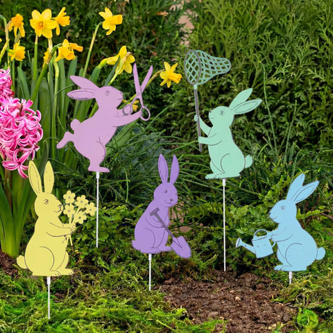 Leinuosen Easter bunny garden stake set adds color to pots and beds
