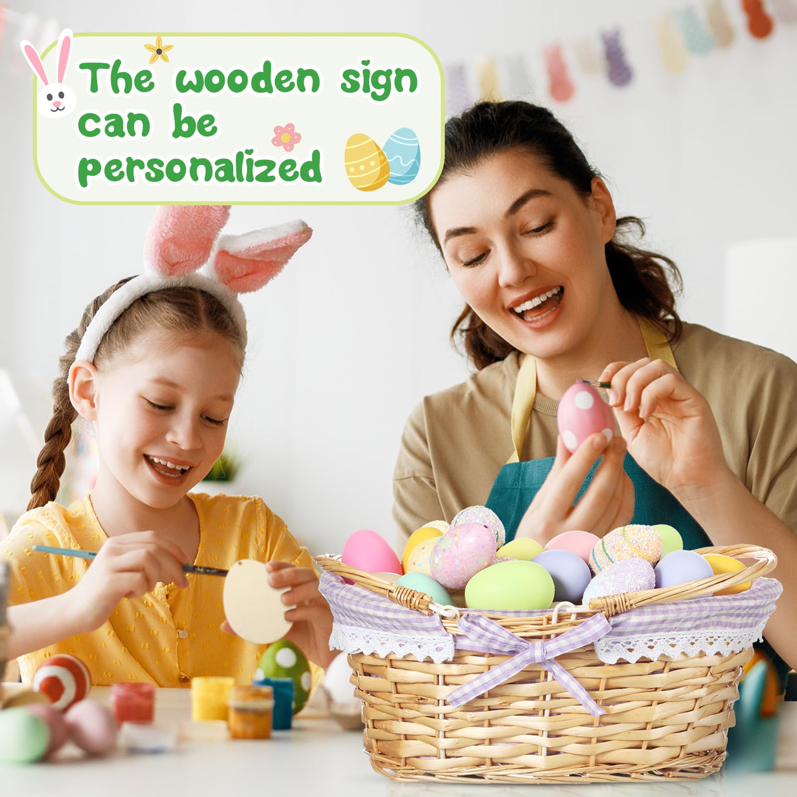 Leinuosen Easter gift basket features warm blessings label for heartfelt messages.
