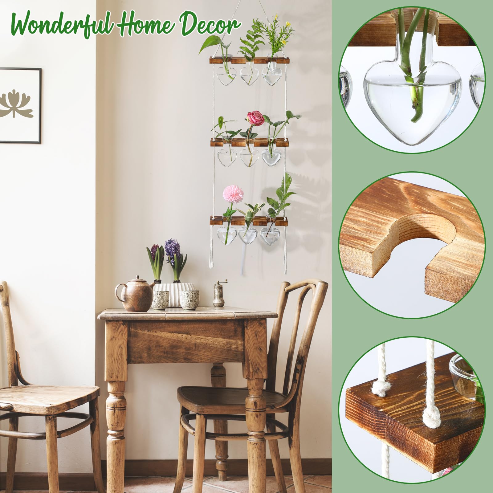 Leinuosen rope hanging system supports a tidy, suspended display for plants.