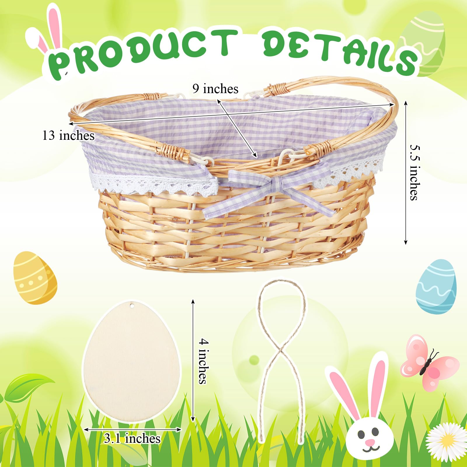 Leinuosen wooden egg cutout with rope adds a personalized touch.