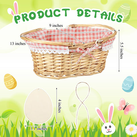 Leinuosen wooden egg cutout with rope adds personalized charm to the basket.