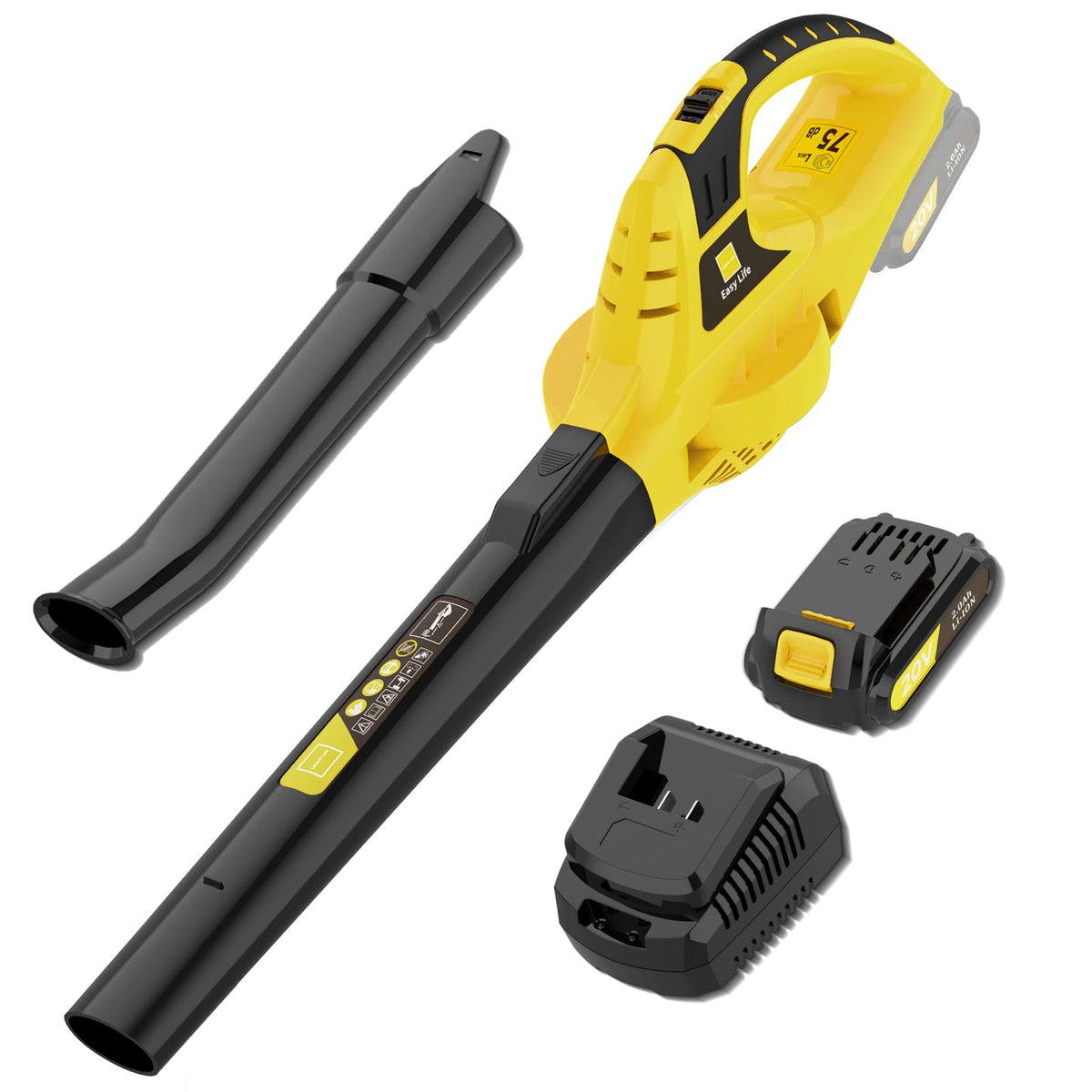 Leisch Life 21V cordless blower ready for quick yard cleanup