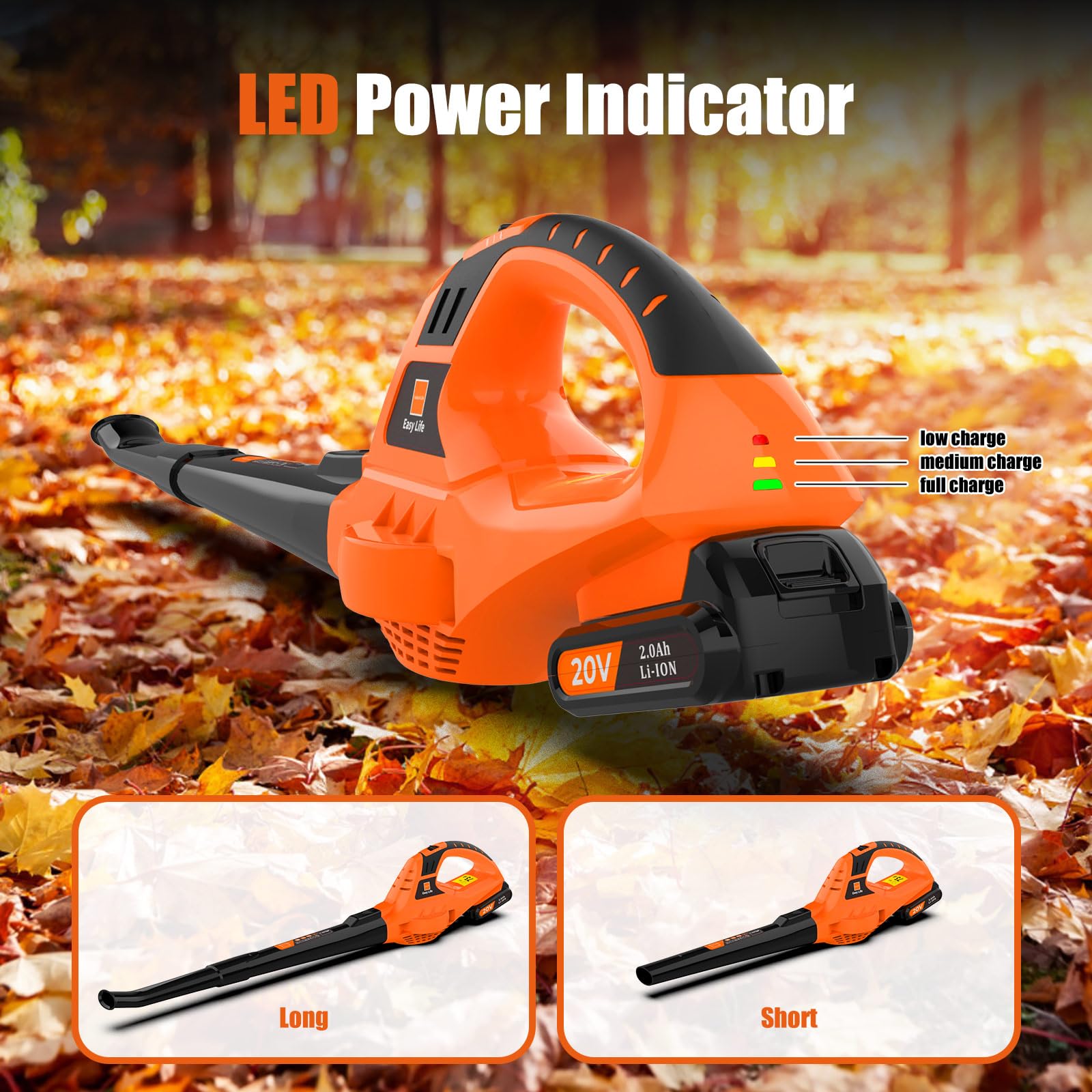Leisch Life battery indicator light shows charge status during use.