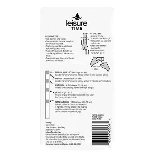 Leisure Time 45006A test strip with color chart back for quick level comparison