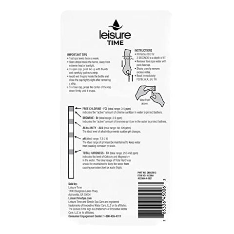 Leisure Time 45006A test strip with color chart back for quick level comparison