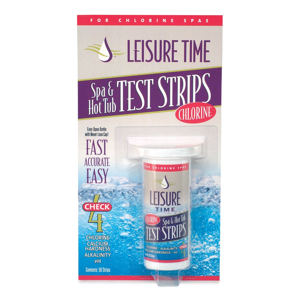 Leisure Time 45010A test strips bottle front for easy spa water testing.