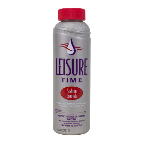 Leisure Time BE1 sodium bromide bottle supports quick bromide reserve establishment.