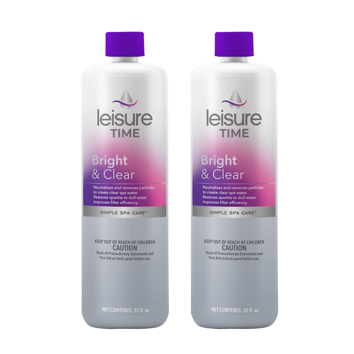 Leisure Time Bright and Clear 1-quart bottle pair clarifies hot tub water and supports filter efficiency
