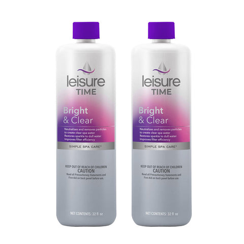 Leisure Time Bright and Clear 1-quart bottle pair clarifies hot tub water and supports filter efficiency