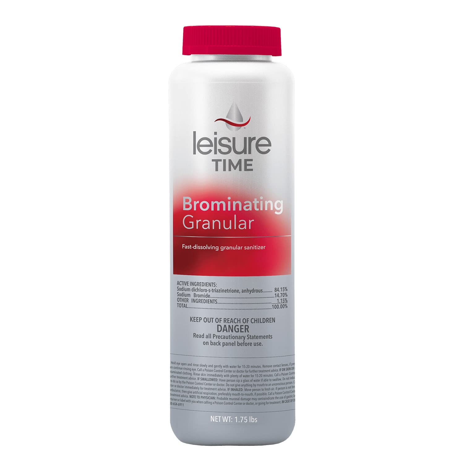 Leisure Time brominating granular spa bottle promotes clear, sanitary water.