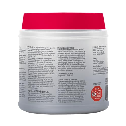 Leisure Time bromine tablets dosing scene highlighting simple, consistent spa maintenance.