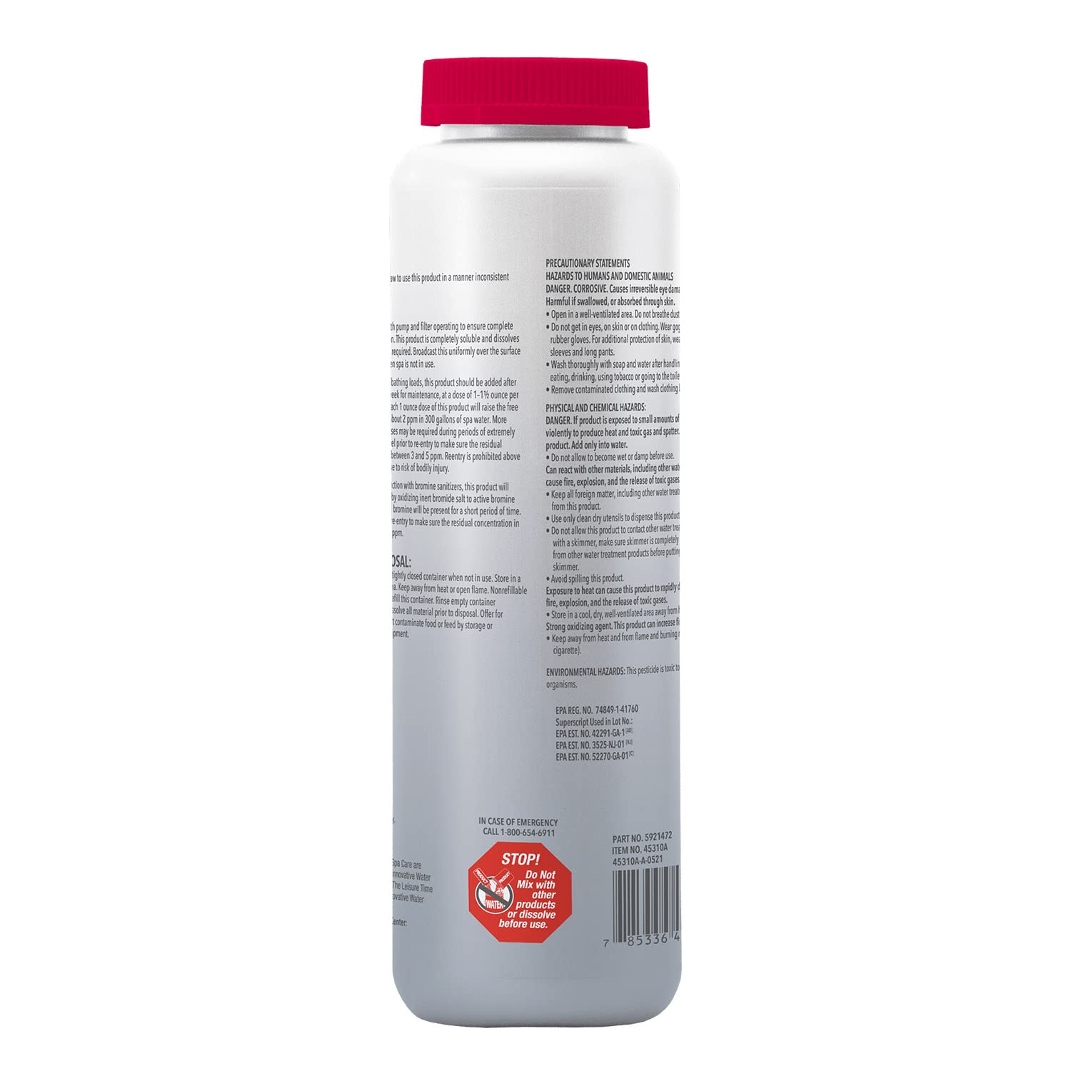 Leisure Time Replenish quick-dissolving shock action dissolving in water.</br>