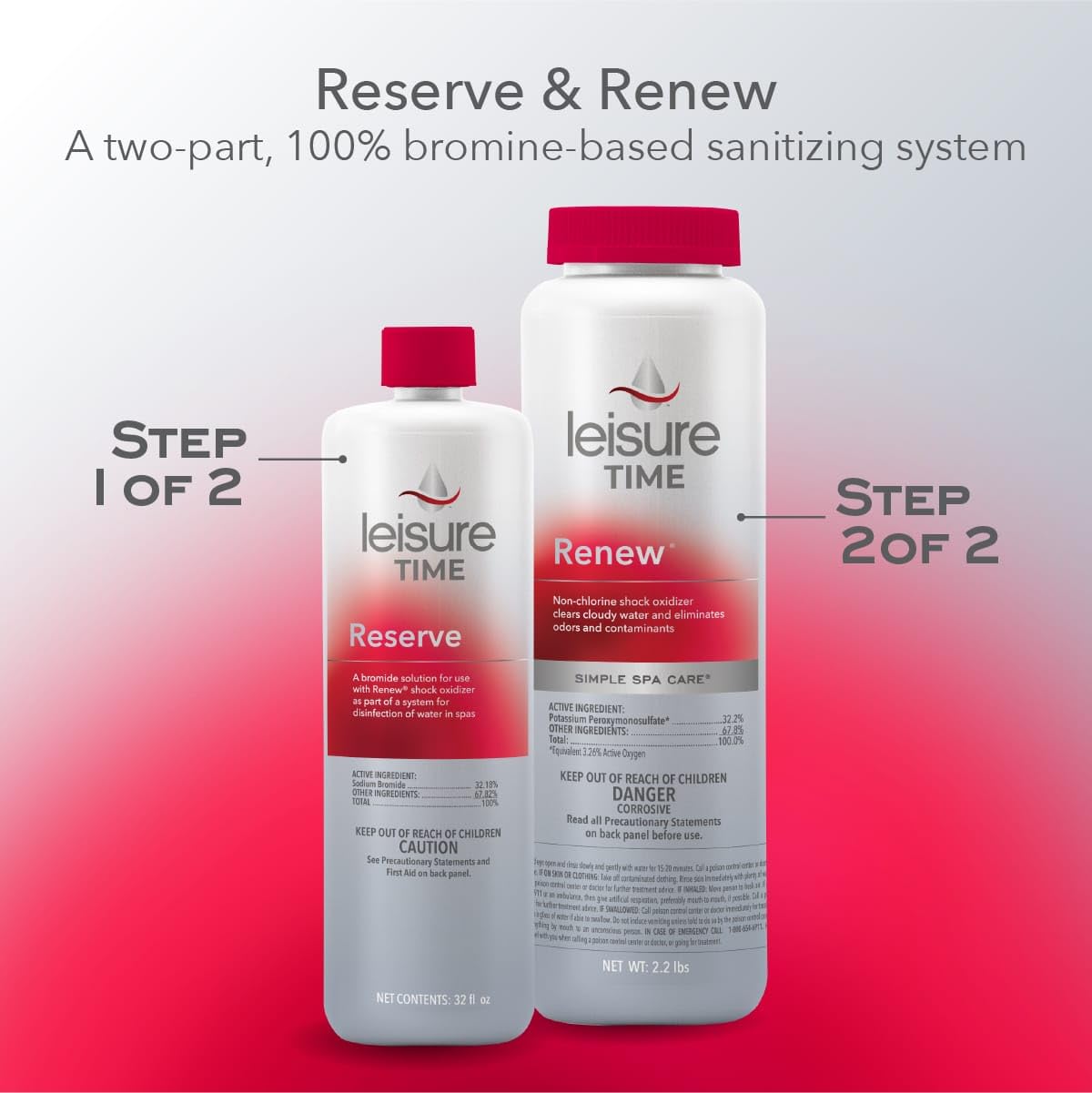 Leisure Time Reserve pours into hot tub for fast-dissolving sanitization