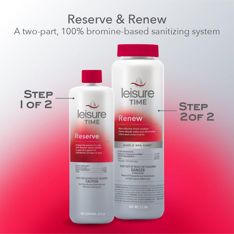 Leisure Time Reserve pours into hot tub for fast-dissolving sanitization