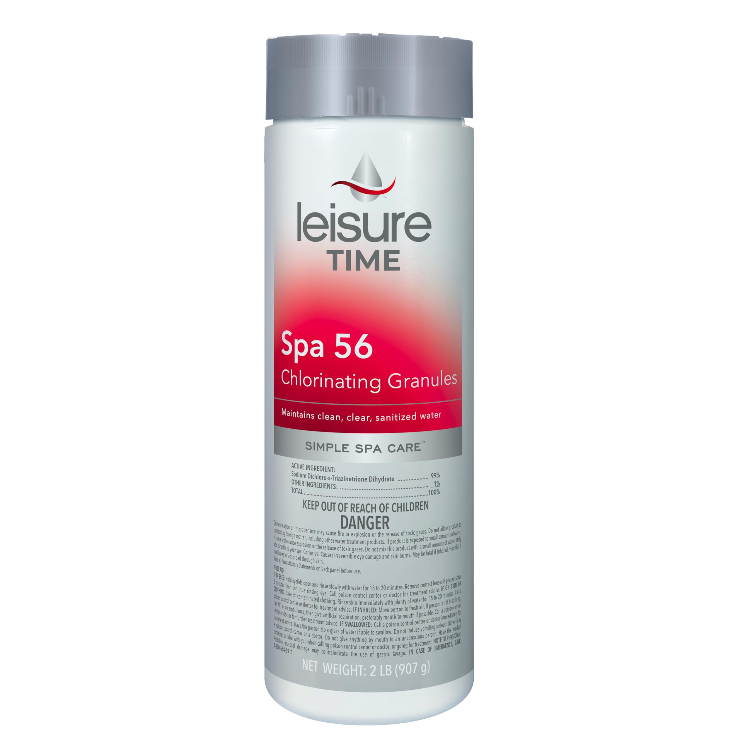 LEISURE TIME Spa 56 granules bucket closeup for crystal, sanitized hot tub water