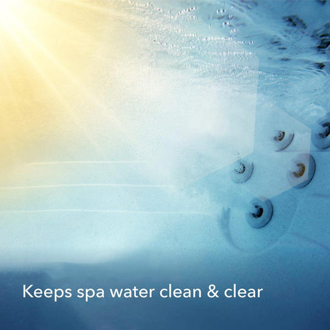 LEISURE TIME Spa 56 granules shown in hot tub water for consistent sanitation