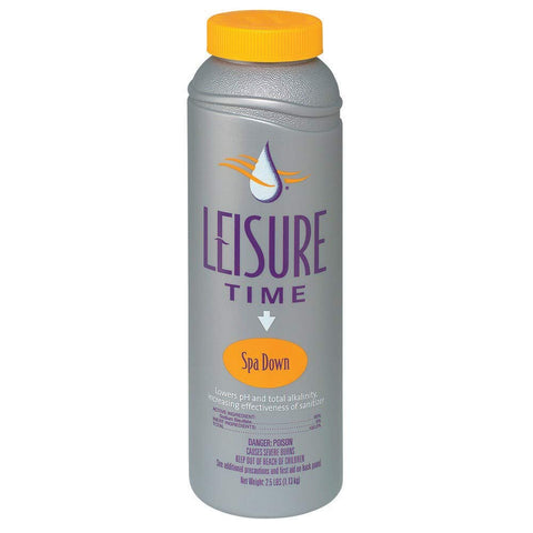 Leisure Time Spa Down 2.5lb pack dispensing, convenient dosing for sanitizer efficiency.
