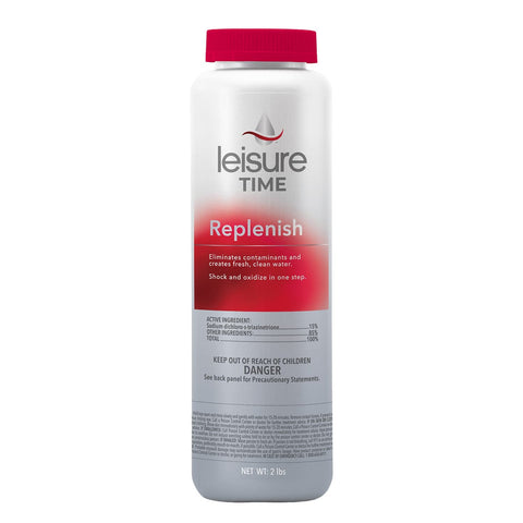 Leisure Time Spa Replenish 2lb pack supports mineral spa systems.