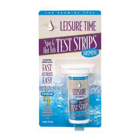Leisure Time spa test strips for four-way bromine testing to monitor pH, alkalinity, and sanitizer.