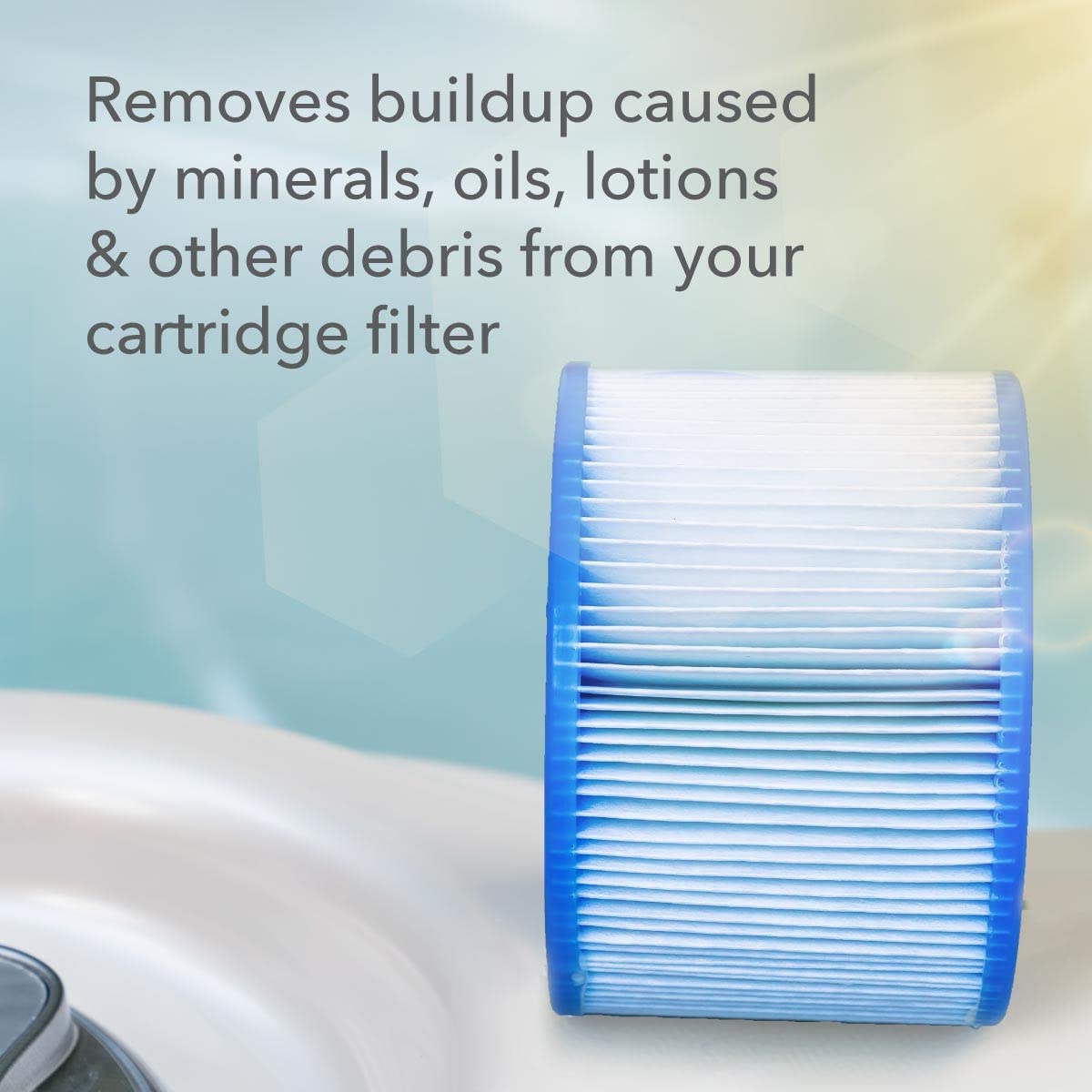 Blue coverage indicator on bottle demonstrates where cleaner was applied.