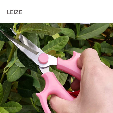 Leize flower scissors ergonomic handle provides comfortable grip and reduced fatigue.
