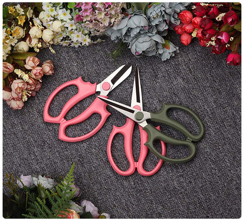 Leize Flower Scissors grey-green slender design blends with outdoor tools.