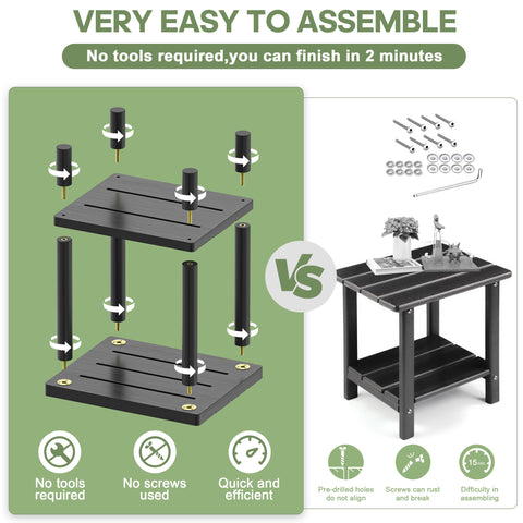 LEJANEOYE table requires no tools and cleans with soap and water.