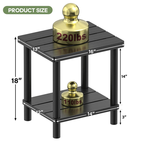 LEJANEOYE bamboo side table lower-tier 14x12 inches provides extra storage.