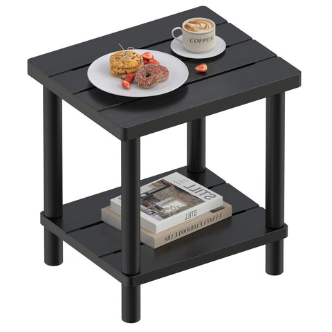 LEJANEOYE bamboo side table upper-tier 16x13 inches offers a stable outdoor surface.
