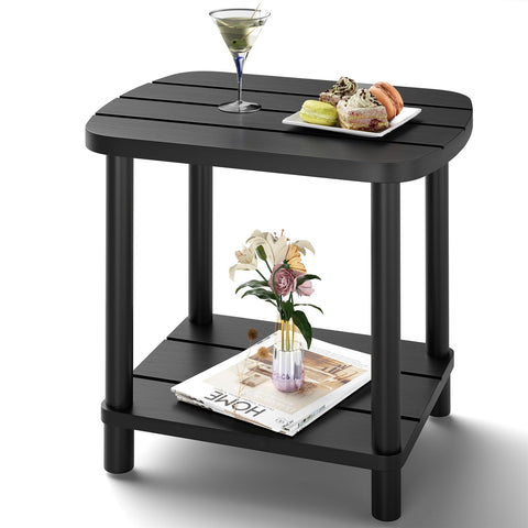 LEJANEOYE bamboo outdoor side table shows durable material for indoor and outdoor use