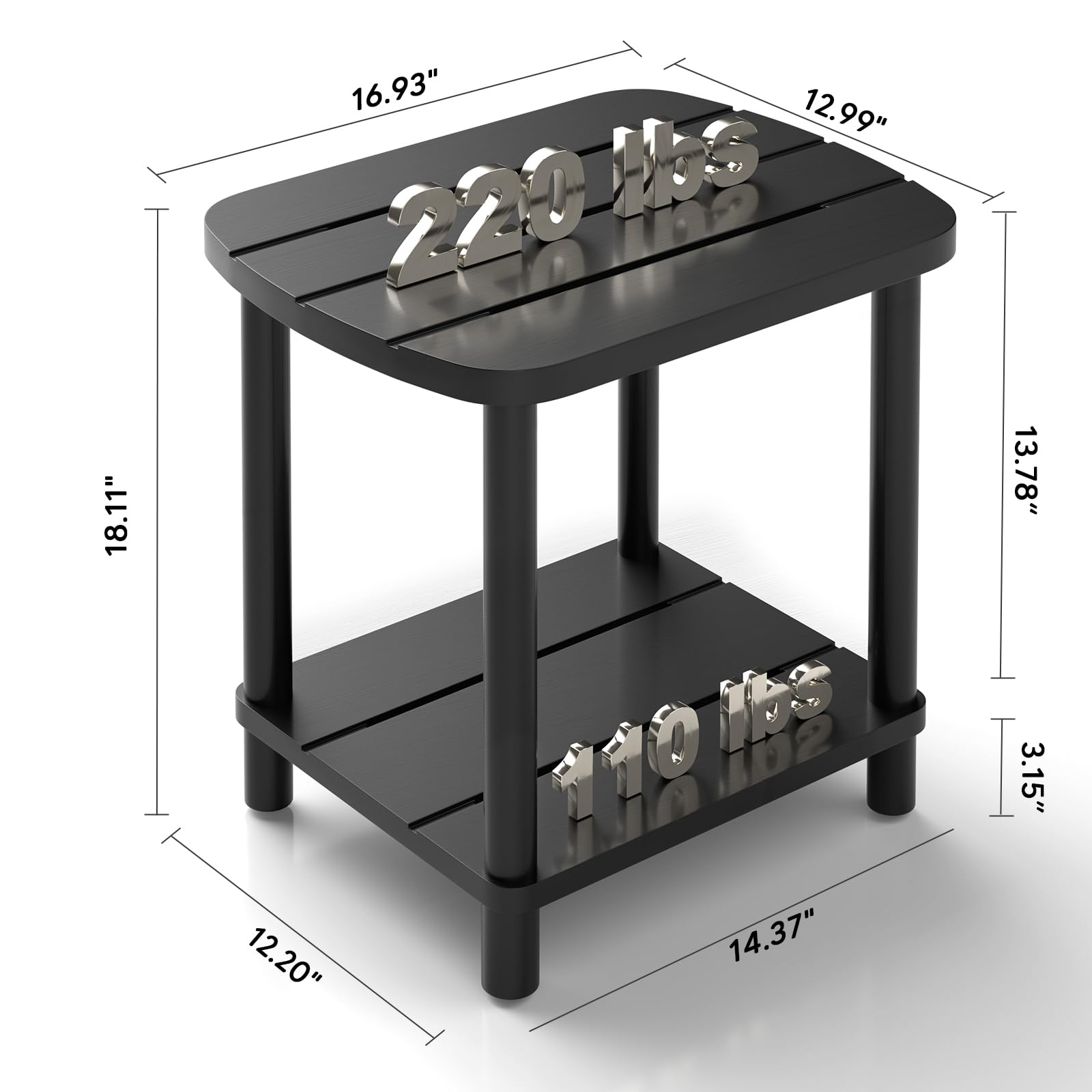 LEJANEOYE two-tier storage keeps essentials within reach beside seating