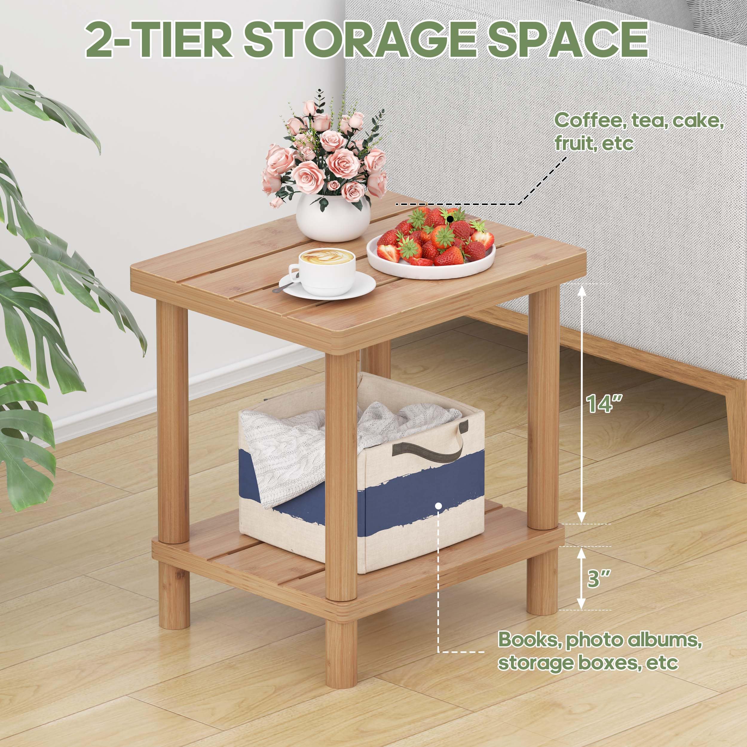 LEJANEOYE weather-resistant bamboo end table resists sun and humidity