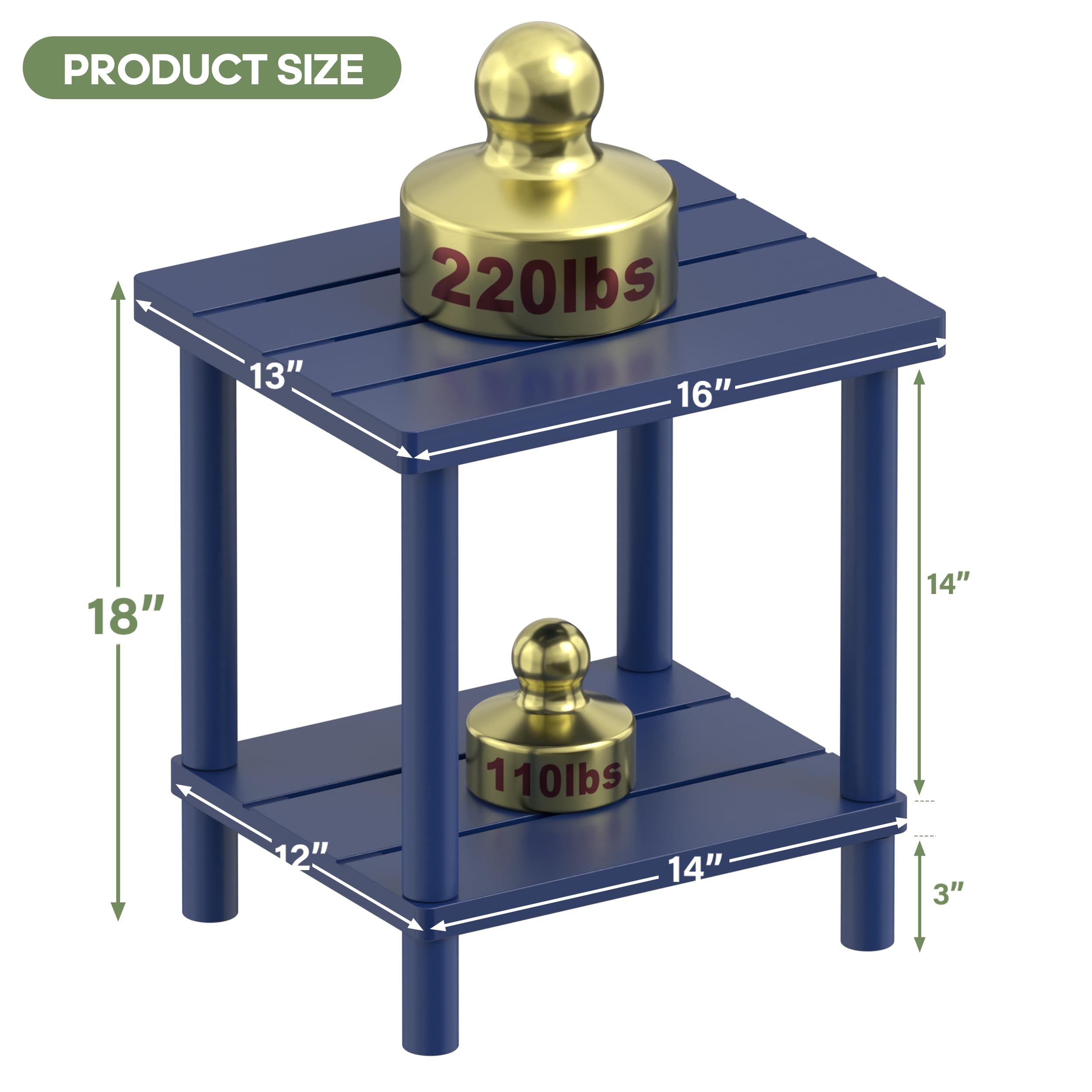 LEJANEOYE two-tier lower shelf bamboo end table for extra storage by the patio.