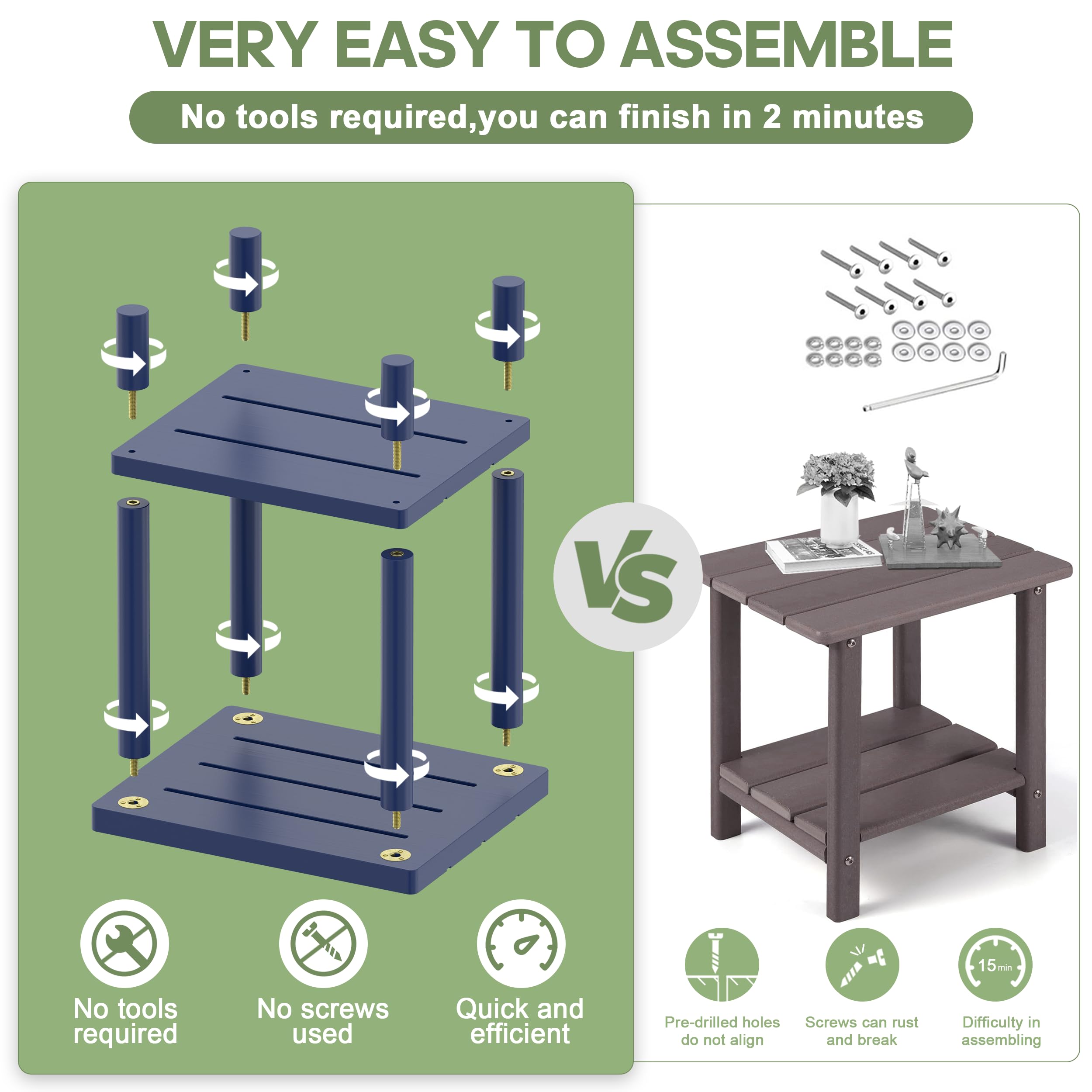 LEJANEOYE weather-resistant bamboo finish helps resist sun and humidity for outdoor longevity.