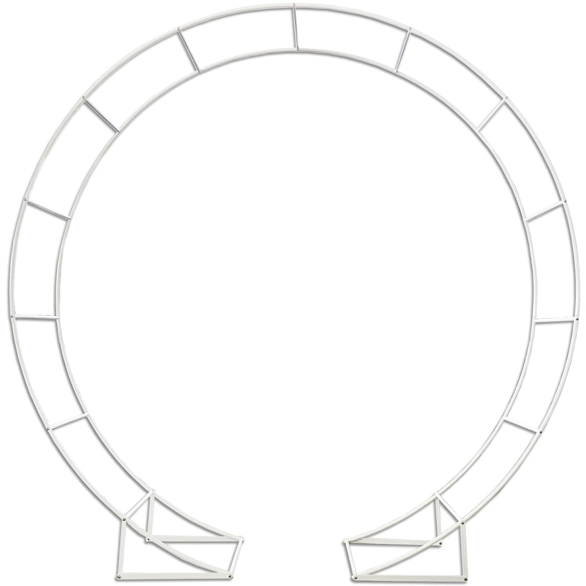 LeJoy Garden metal arch for ceremony, 6.5ft white backdrop, front view.