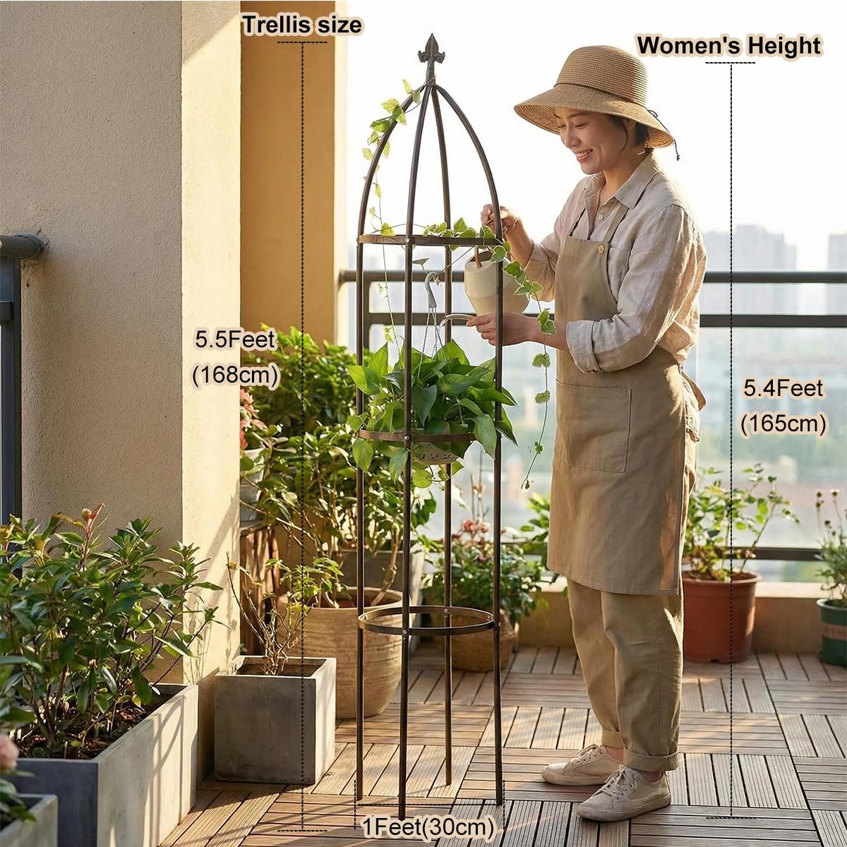 LeJoy Garden bronze obelisk enhances outdoor aesthetics year-round.