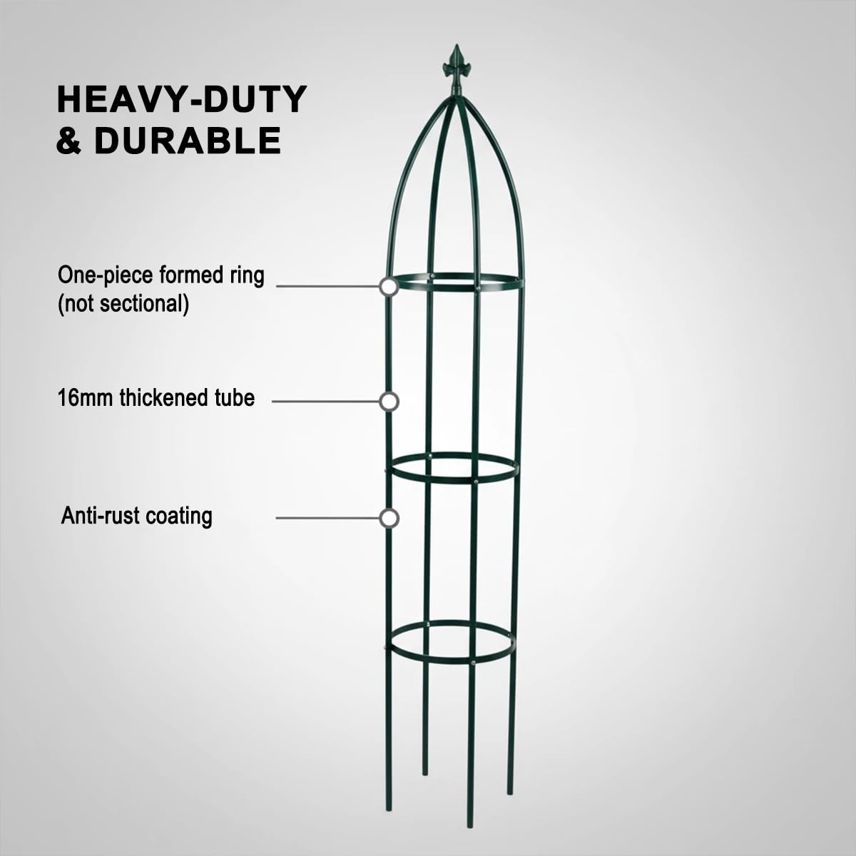 LeJoy Garden ground stakes offer four-point stability in wind.