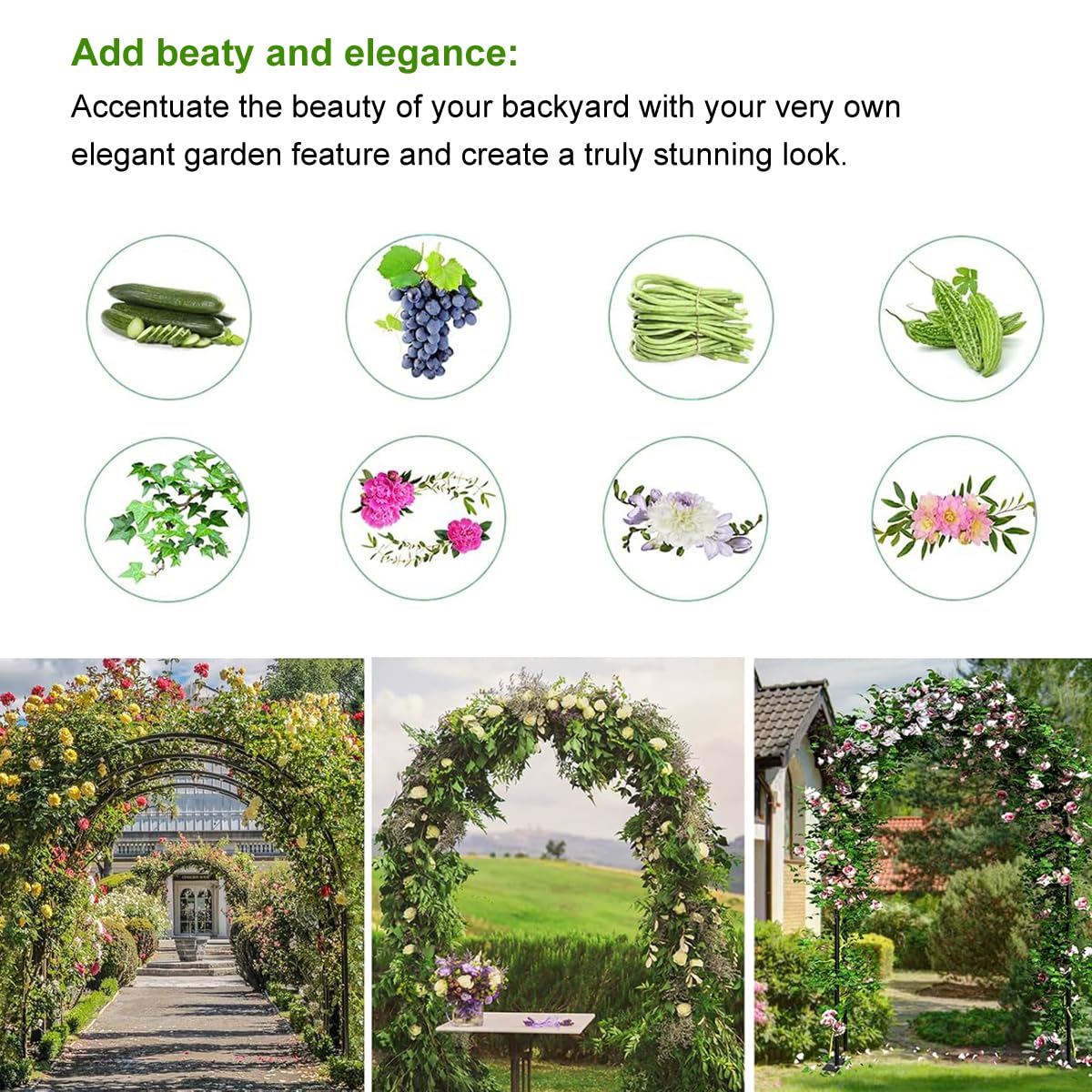 LeJoy Garden metal pergola arbor bridal party backdrop setting