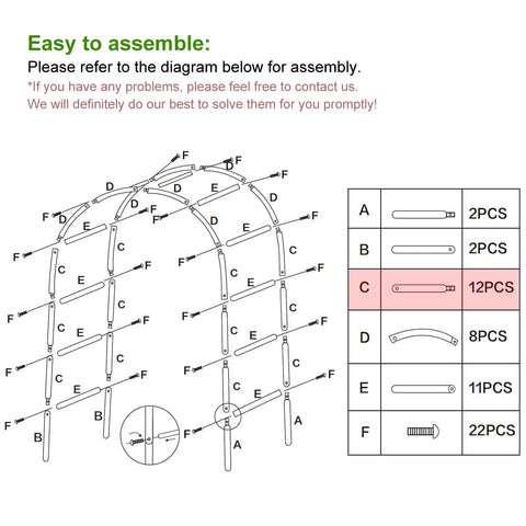 LeJoy Garden metal pergola arbor with pre-cut holes enabling quick setup.